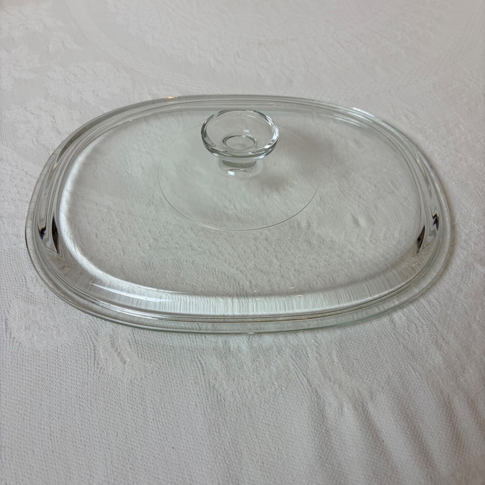 Vintage Pyrex Clear Glass Oval Casserole Lid DC 1 1/2 C Replacement Cover 10.75"